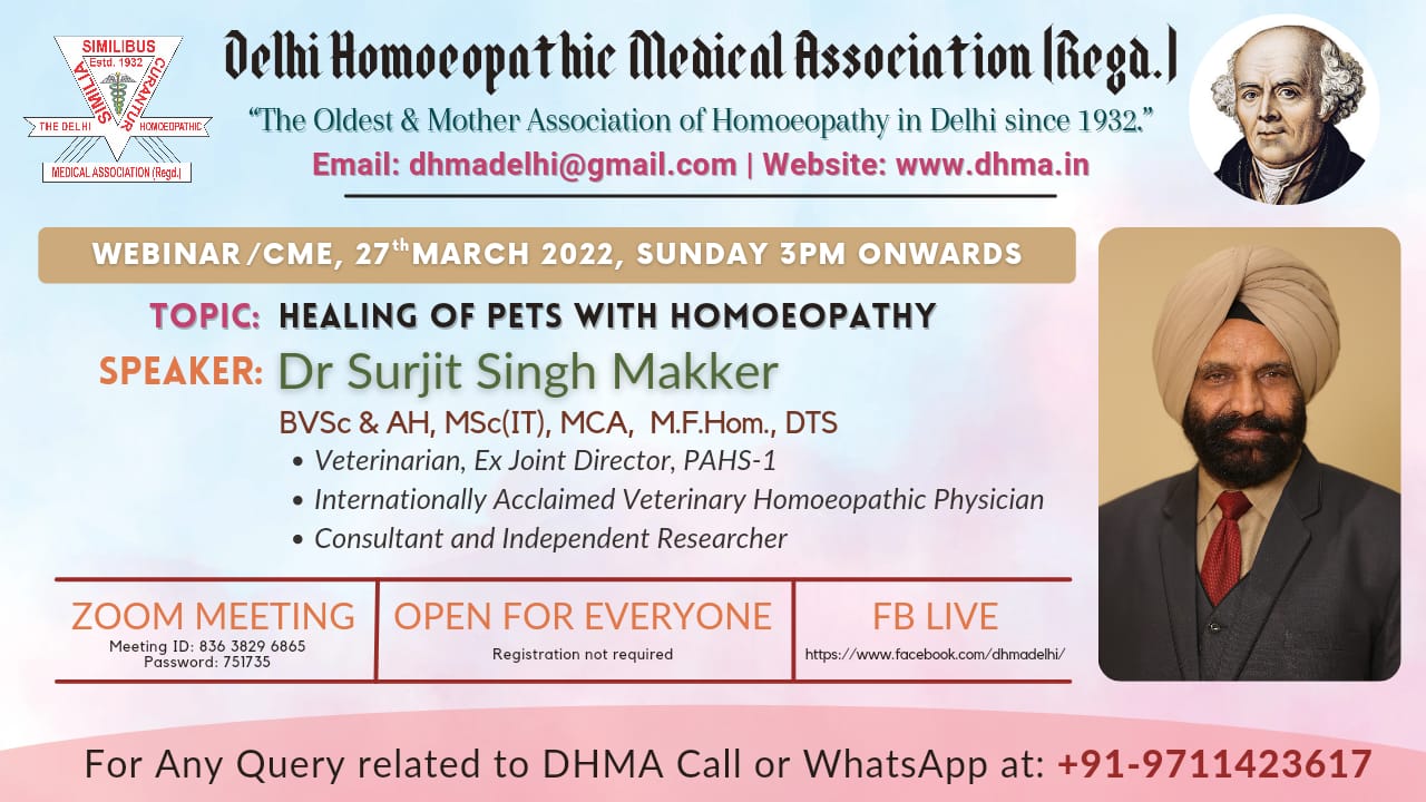 Webinar: Healing of Pets with Homoeopathy
